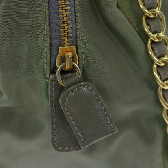 PRADA Chain Shoulder Bag Nylon Khaki Auth 66500 - Picture 10 of 16
